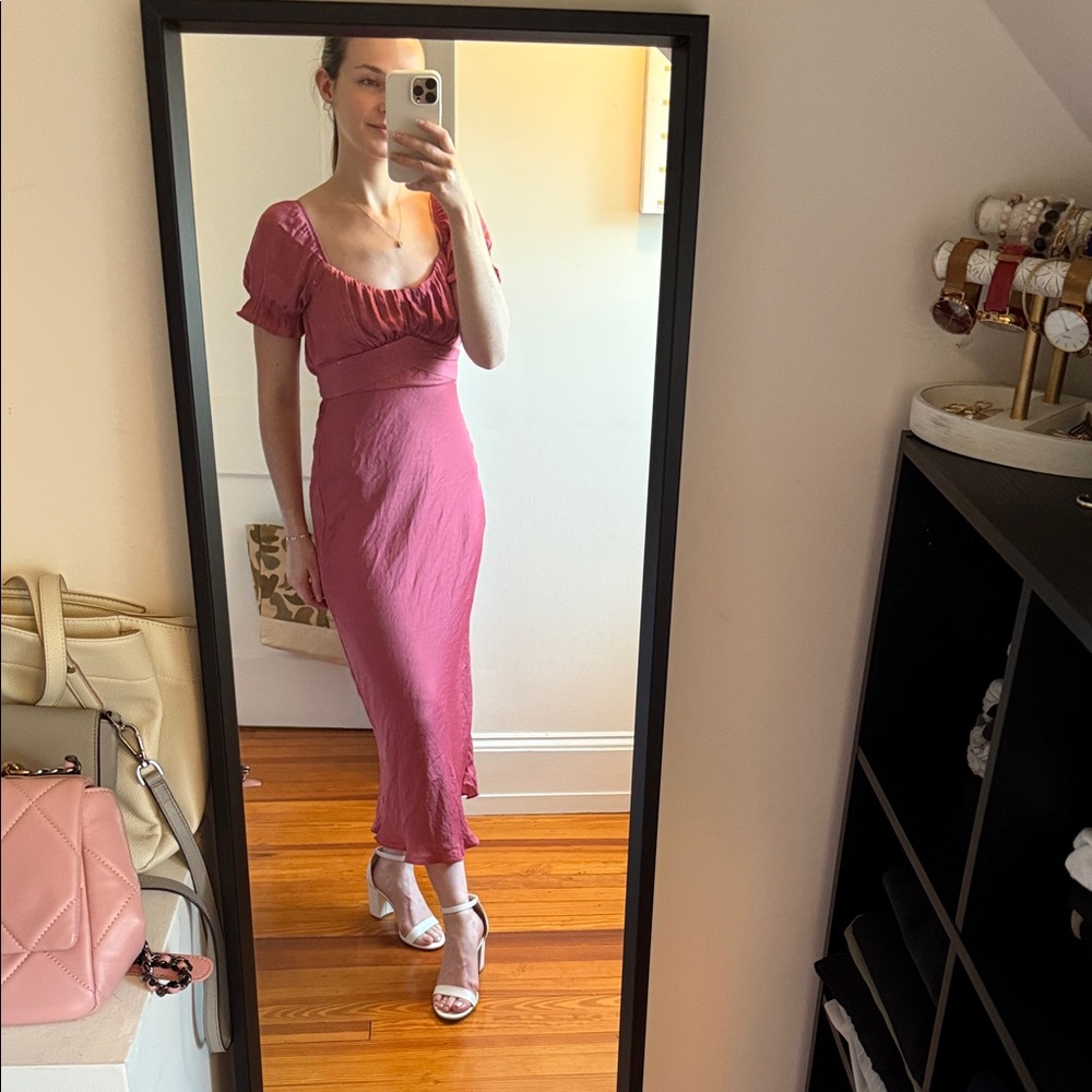 Francesca's Collections Pink Midi Dress